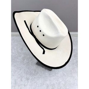 Lone Star Men's Western Hat Cream Black Shaped Brim Cowboy Rodeo 7 1/8